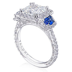 Tacori RoyalT Round Triple Bloom with Sapphire Side Stones