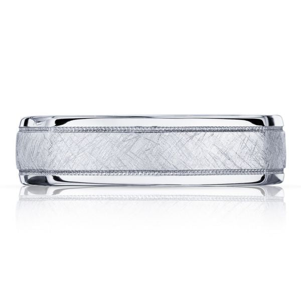 Tacori 136-6B 6mm Mixed Finish Brushed Squared Platinum Men's Wedding Band
