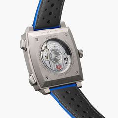 TAG Heuer Monaco Chronograph Silver and Blue Dial Leather Strap - 39mm