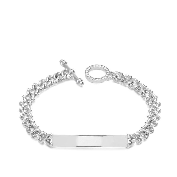Carbon & Hyde Diamond ID Bracelet in White Gold