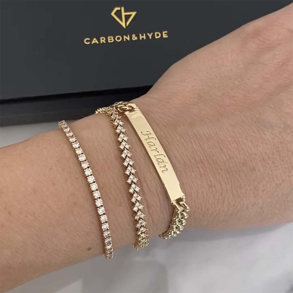Carbon & Hyde Diamond ID Bracelet in White Gold