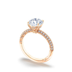Sculpted Crescent Round Solitaire Ring