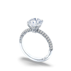 Sculpted Crescent Round Solitaire Ring