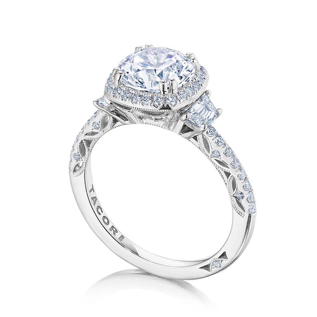 Tacori Dantela Cadillac Three Stone Bloom Engagement Ring