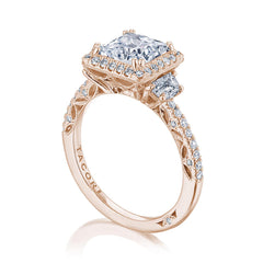 Tacori Dantela Cadillac Three Stone Bloom Engagement Ring