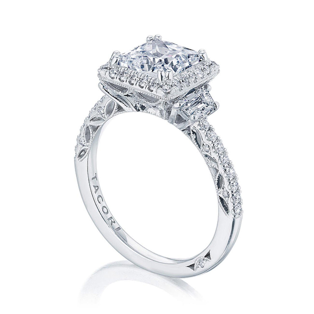 Tacori Dantela Cadillac Three Stone Bloom Engagement Ring