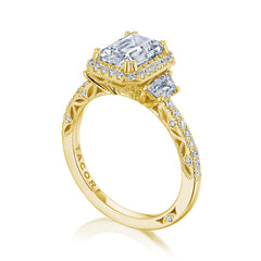 Tacori Dantela Cadillac Three Stone Bloom Engagement Ring