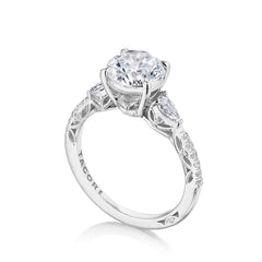 Tacori Dantela Pear Side Stone Engagement Ring