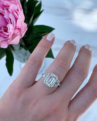 Tacori RoyalT Emerald Cut Triple Bloom with Cadillac-Cut Side Stones