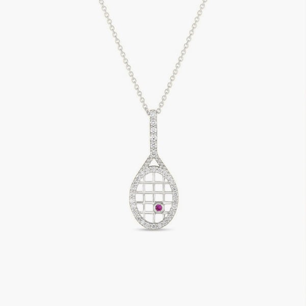 Roberto Coin Tiny Treasures White Gold Tennis Racquet Pendant Necklace