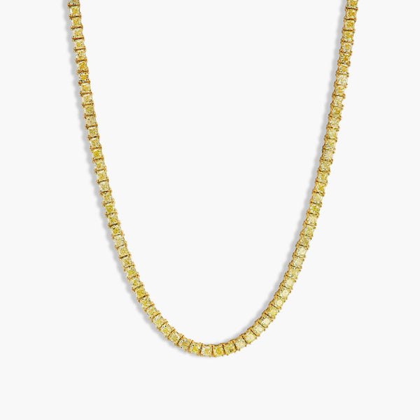 21 Carat Yellow Diamond Cushion Tennis Necklace