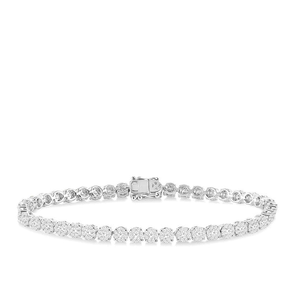 3 Carat Illusion Diamond Tennis Bracelet in 14k White Gold
