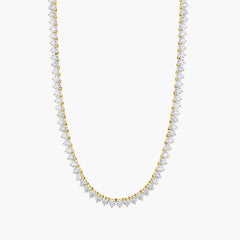 Three-prong round diamond opera necklace in 18K yellow gold with 11.45ct diamonds, front view