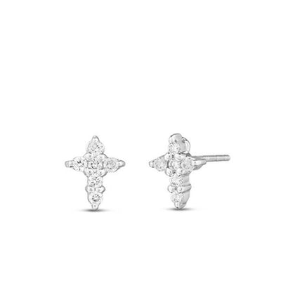 Roberto Coin Tiny Treasures White Gold Diamond Cross Earrings - Roberto Coin product