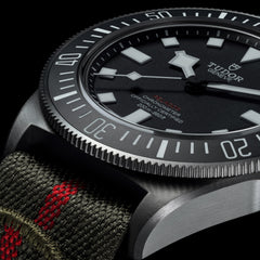 TUDOR Pelagos FXD Titanium 42mm watch with Forest Green Strap