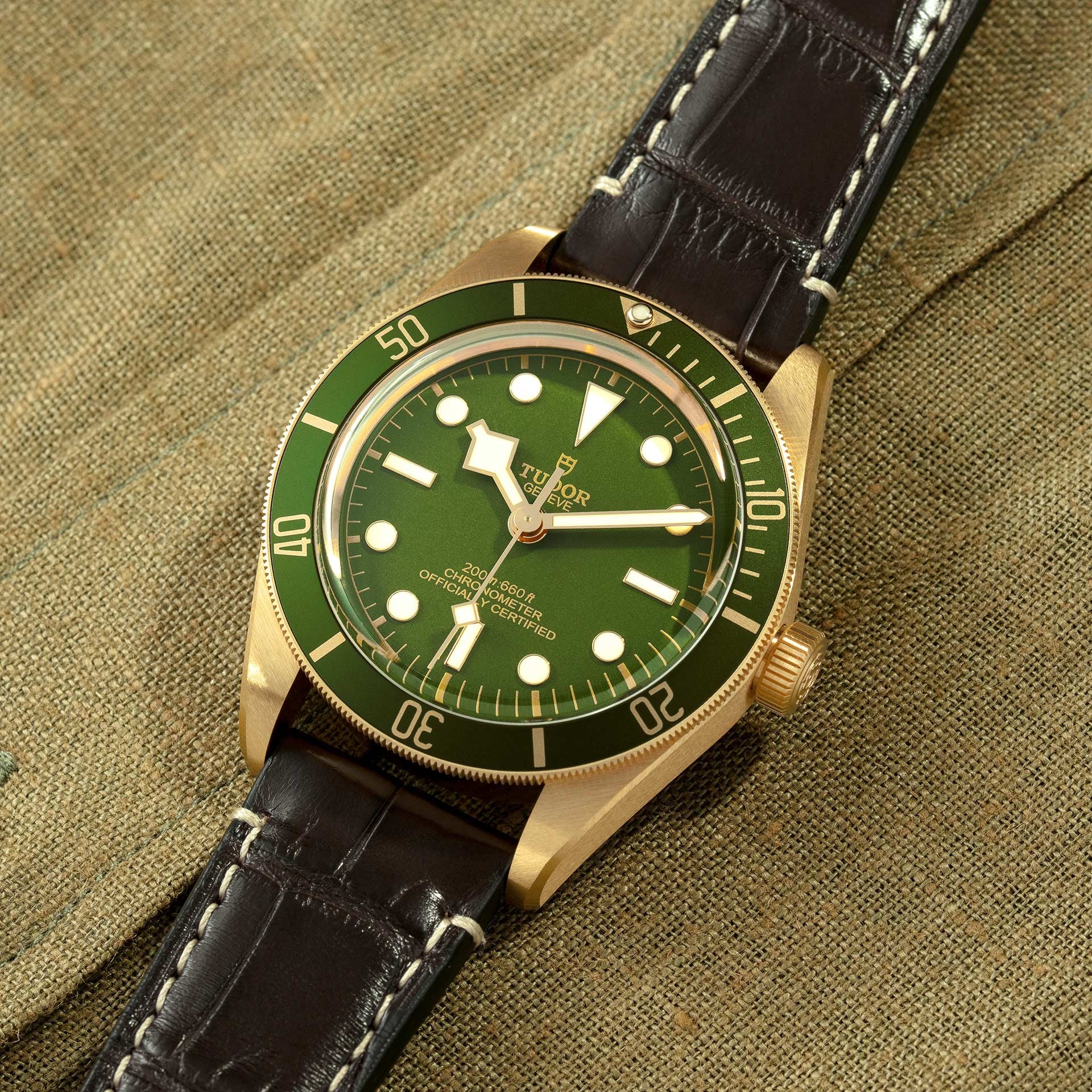 TUDOR Black Bay Fifty Eight, 18K Gold, 39MM, Green Dial, Alligator