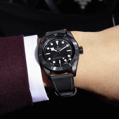 TUDOR Black Bay Ceramic with 41mm Ceramic Case and Hybrid Leather And Rubber Strap