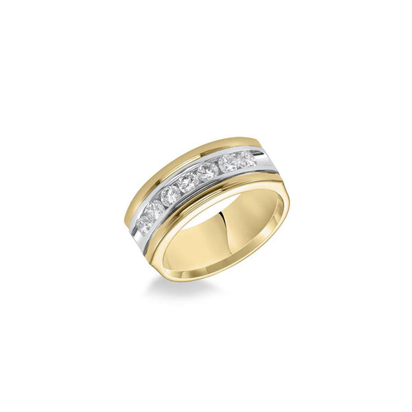 Two-Tone Gold and Diamond Men's Wedding Band