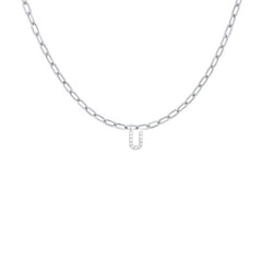 EF Collection Diamond Initial Charm in White gold
