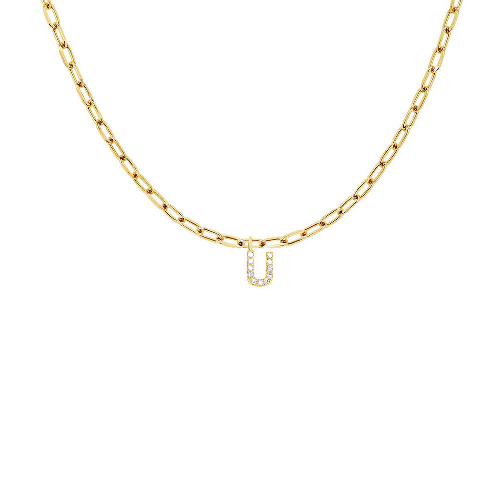 EF Collection Diamond Initial Charm in Yellow gold