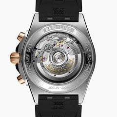 Breitling Chronomat B01 42 Two-Tone Watch Gray Dial with Black Rouleaux Rubber Strap — 42mm