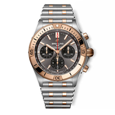 Breitling Chronomat B01 42 Two-Tone Watch Gray Dial with Stainless Steel Rouleaux Bracelet — 42mm - Breitling product