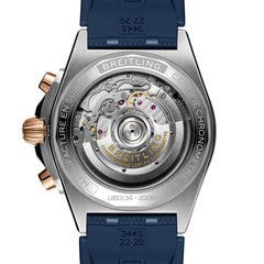 Breitling Chronomat B01 42 Two-Tone Watch Blue Dial with Rubber Rouleaux Strap — 42mm