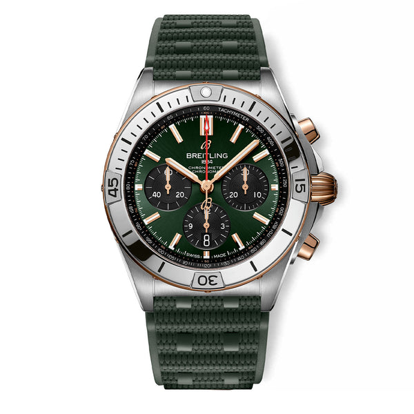 Breitling Chronomat B01 42 Watch Two-Tone Green Chronograph Dial — 42mm