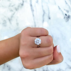 Large Round Ultra Thin Solitaire Engagement Ring Setting in Platinum