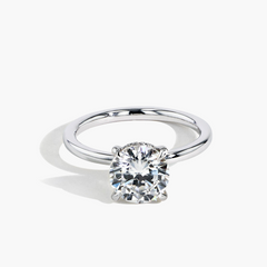 Ultra Thin Emerald Cut Hidden Halo Engagement Ring Setting in Platinum