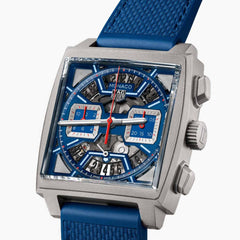 TAG Heuer Monaco Chronograph Heuer 02 Blue Dial Rubber Strap - 39mm