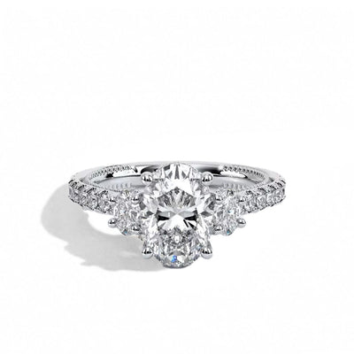Verragio Renaissance Oval Three-Stone Pave Engagement Ring Setting - Verragio product