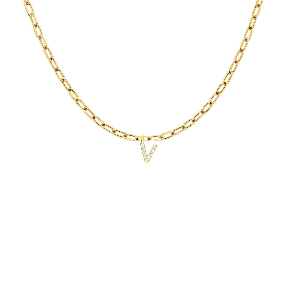 EF Collection Diamond Initial Charm in Yellow gold