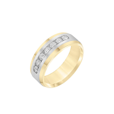 Men's Diamond Channel Set Two-Tone Wedding Ring - Private Label product