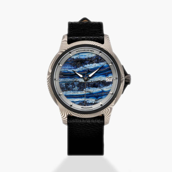 William Henry Legacy Mammoth Blue Damascus Watch - 42mm