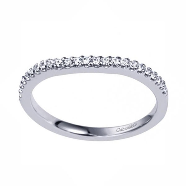 Gabriel & Co. White Gold Pave Wedding Band