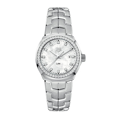 TAG Heuer Link Diamond Bezel &amp; White Mother of Pearl Dial Watch - Tag Heuer product