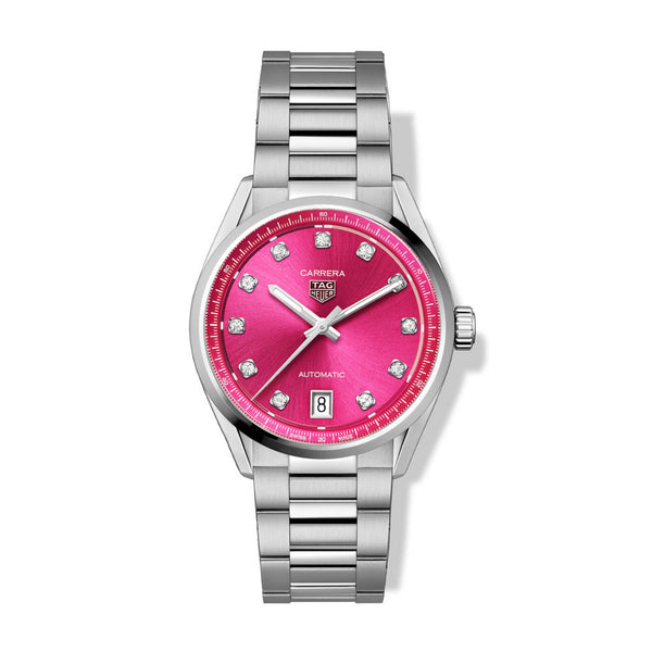 TAG Heuer Carrera Date Watch Pink Diamond Dial  - 36mm
