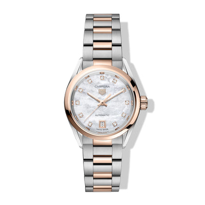 TAG Heuer Carrera Date Rose and Steel with Diamonds – 29mm - Tag Heuer product