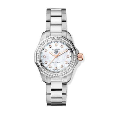 TAG Heuer Ladies Aquaracer Professional 200 Mother of Pearl Diamond Watch in Rose Gold- 30mm - Tag Heuer product