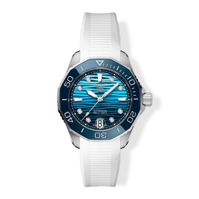 Tag Heuer Aquaracer Professional 300 Date Blue Dial with White Rubber Strap - 36mm - Tag Heuer product