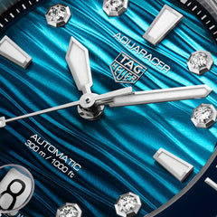 Tag Heuer Aquaracer Professional 300 Date Blue Dial with White Rubber Strap - 36mm