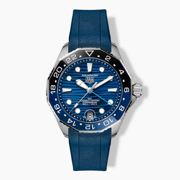 TAG Heuer Aquaracer Professional 300 GMT Blue Dial Blue Rubber Strap - 42mm