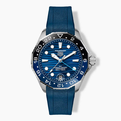 TAG Heuer Aquaracer Professional 300 GMT Blue Dial Blue Rubber Strap - 42mm - Tag Heuer product
