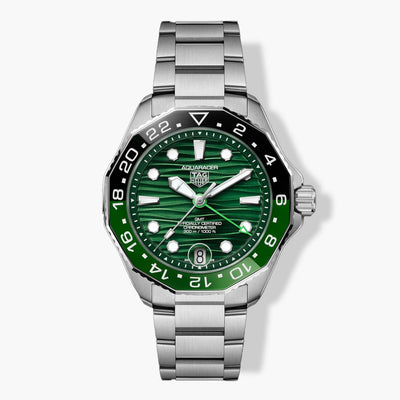 TAG Heuer Aquaracer Professional 300 GMT Green Dial Steel Bracelet - 42mm - Tag Heuer product
