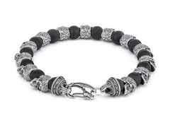 William Henry Shaman Onyx & Silver Skull Extra Large Bracelet
