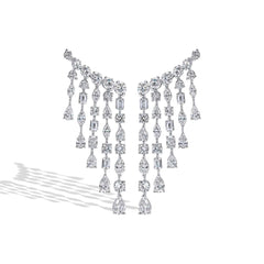 Private Label Cascade Multi-Shape Diamond Drop Earrings in 18K White Gold
