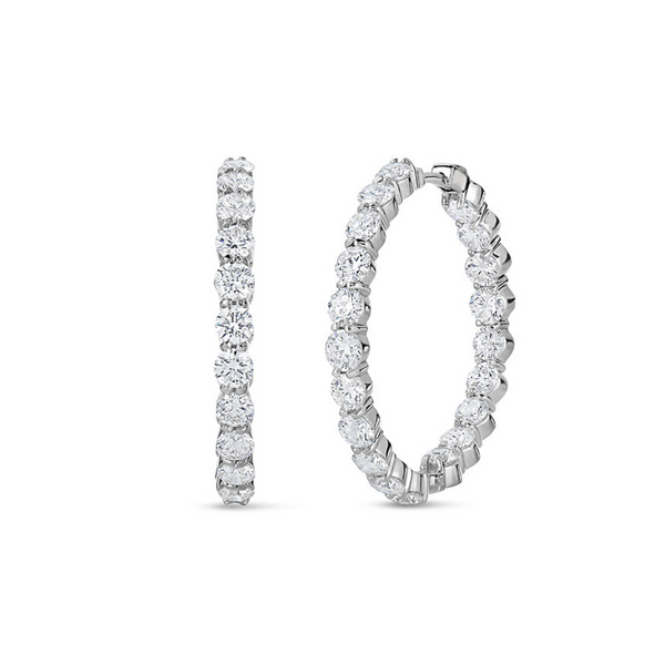 Roberto Coin White Gold Inside Out Diamond Hoop Earrings 5.55ctw