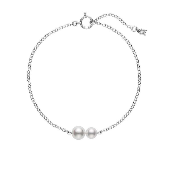Mikimoto White Gold Bracelet with Two Akoya Pearls