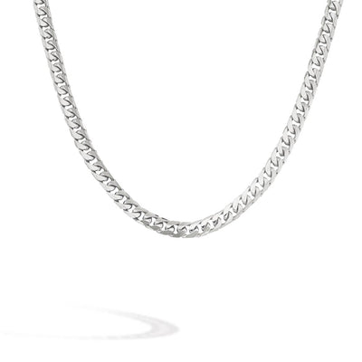 White Gold Solid Miami Cuban Link Chain Necklace - 20 Inch - Private Label product